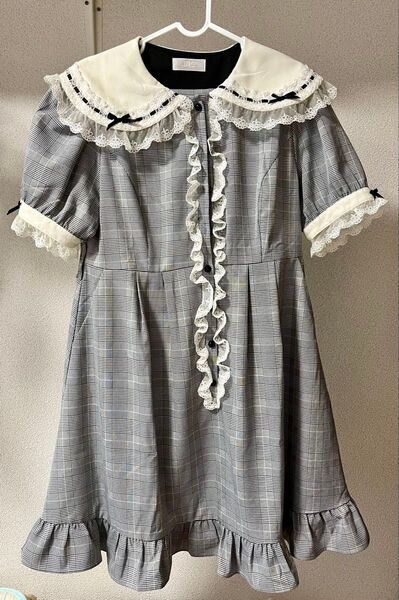 夢展望 ディアマイラブ フリルメイド ワンピース グレーチェック