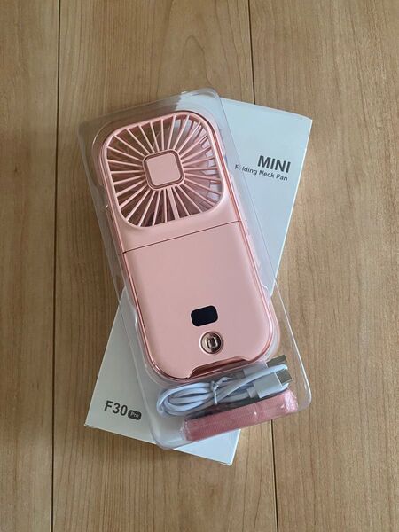 携帯扇風機 首かけ扇風機 卓上扇風機 ハンディファン 折りたたみ ミニ 充電式 ピンク