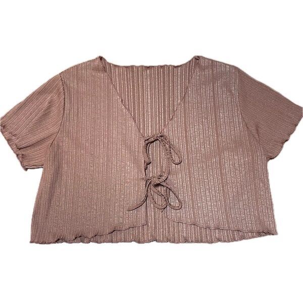 カーディガン 半袖 トップス ブラウン ボレロ XL LL SHEIN シーイン