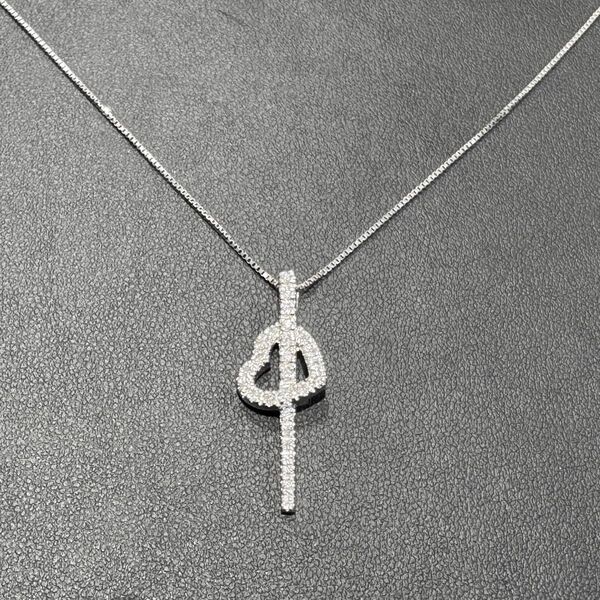 【K18WG】極美品 ダイヤモンド 合計0.3ct ホワイトゴールド ハート ネックレス 約4.8g