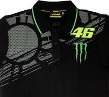 VR46 MONSTER ENERGY モンスターエナジー メッシュデザインVR46×モンスターエナジー 半袖 ポロシャツ （ブラック） (M) [並行輸入品]_画像3