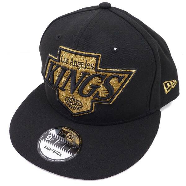 New Era ニューエラ Los Angeles Kings ロサンゼルス キングス ビッグロゴ スナップバック キャップ ブラック×ゴールド [並行輸入品]