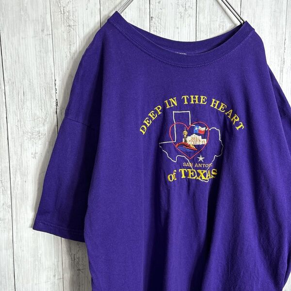 DEEP IN THE HEART of TEXAS 刺繍ロゴTシャツ パープル