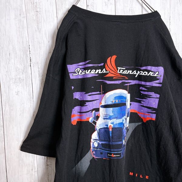 Stevens Transport 企業ロゴTシャツ ブラック 古着 ヴィンテージ #1182