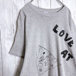 GILDAN プリントTシャツ ピザ 古着 Lサイズ グレー #6983