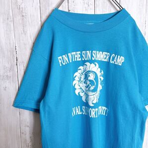 FUN IN THE SUN SUMMER CAMP Tシャツ ブルー系 古着 #0843