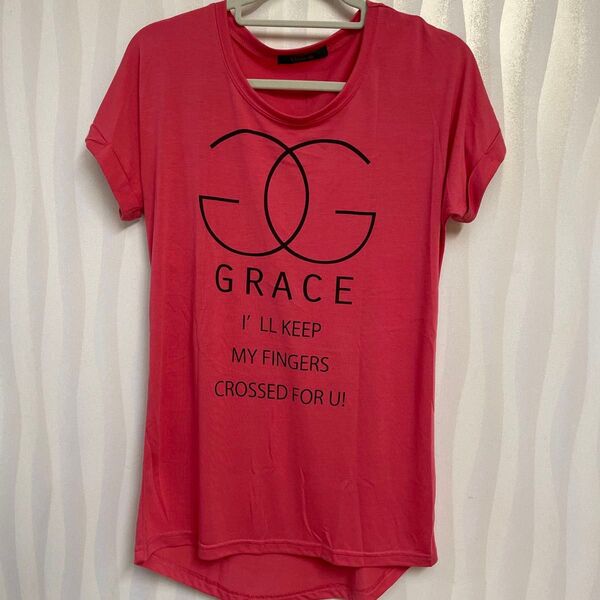 GirtyTシャツ ピンク ロゴ レディース