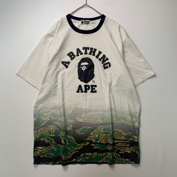 【希少サイズ XXL】A BATHING APE アベイシングエイプ リンガーシャツ Tシャツ ロゴ 迷彩 カモ 大きいサイズ