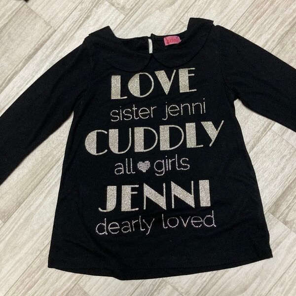 【130㎝】Jenniジェニィ 黒 長袖 Tシャツ グリッター文字