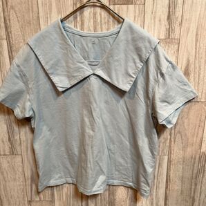 GU セーラーカラーTシャツ 140 水色