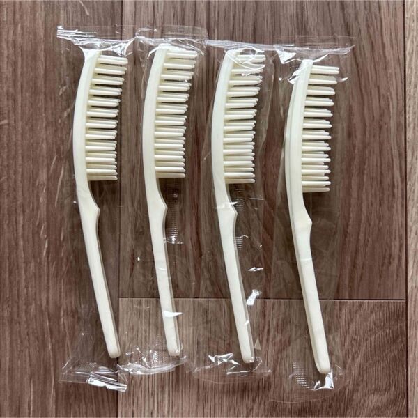 櫛 くし クシ コーム ホワイト シンプル 新品・未使用・未開封 4点セット ヘアブラシ アメニティ ブラシ ホテルアメニティ