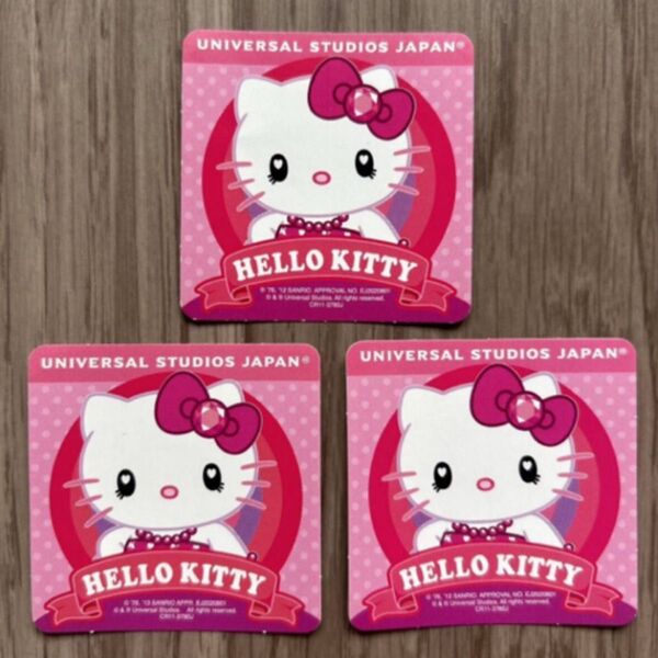 ユニバーサルスタジオジャパン ハローキティ 非売品シール ステッカー 3枚セット USJ キティちゃん HELLO KITTY
