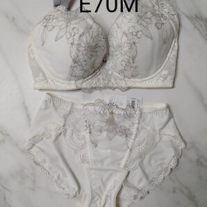 E70 M キラキラ 刺繍 豪華 ホワイト 白 ブラジャー ショーツ レース チュチュアンナ セット