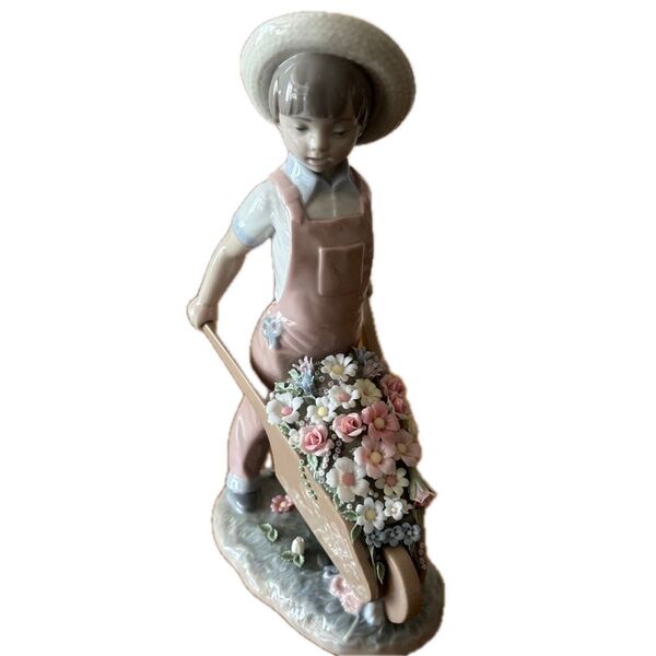 リヤドロ LLADRO 陶器人形 花の手押し車 置物 インテリア