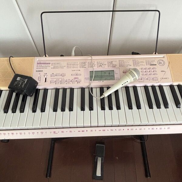 CASIO LK-115 初心者向け ピアノ キーボード ペダル マイク スタンドセット カシオ 電子ピアノ