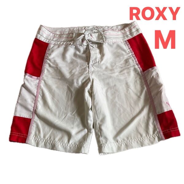 ROXY サーフパンツ ホワイト ハーフパンツ 水着 Mサイズ ワックスコーム付