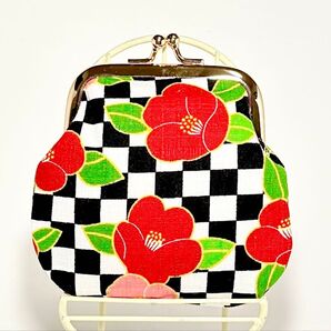 つばき柄がま口財布