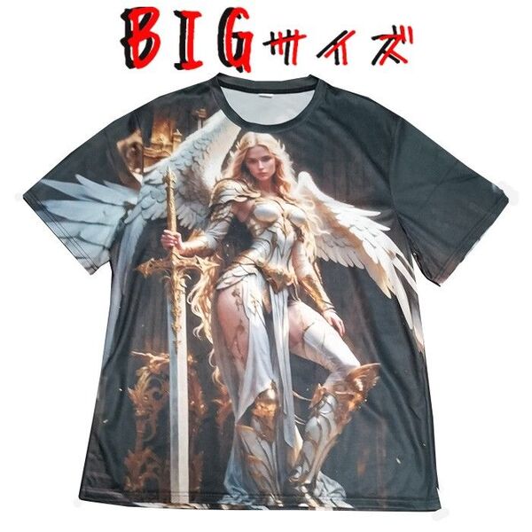 BIGサイズ (2XL~3XL) Tシャツ 3Dプリント クリアカラー 吸汗速乾 ストレッチ 肩幅:51.4㎝ 胸囲:123㎝