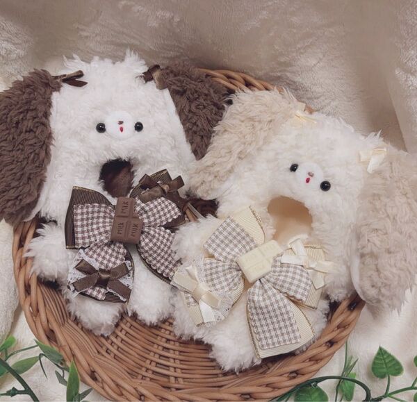 【2点セット】10-14cm ぬいぐるみ用 着ぐるみ ぬい服 いぬ 犬 たれ耳 チョコ