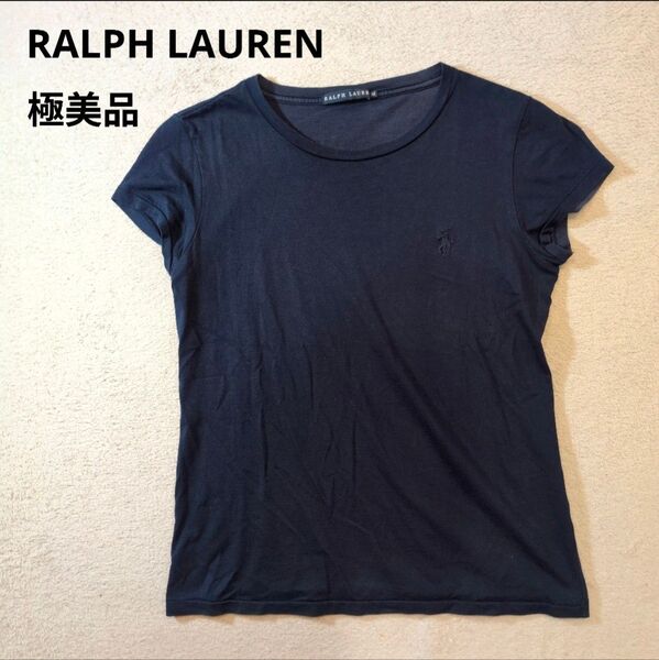 ラルフローレン 胸刺繍ロゴ ショートスリーブ 半袖Tシャツ 紺 極美品 状態良