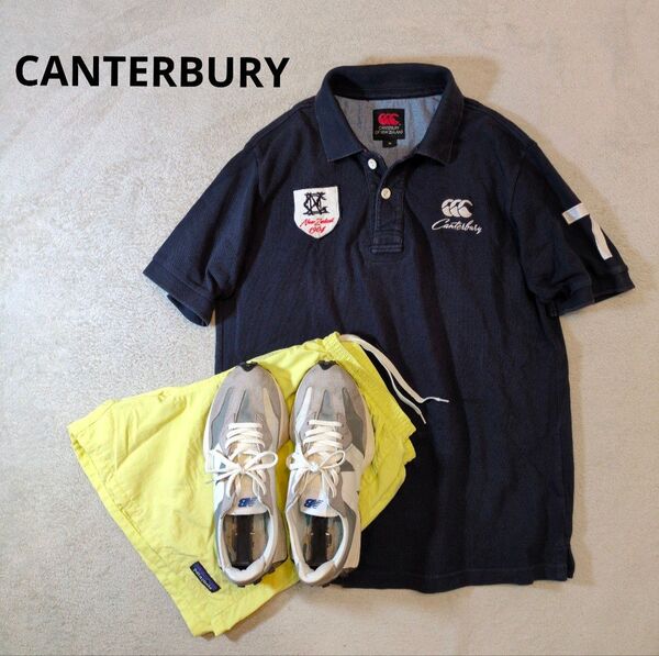 CANTERBURY カンタベリー 胸ロゴ ポロシャツ ラガーシャツ ネイビー
