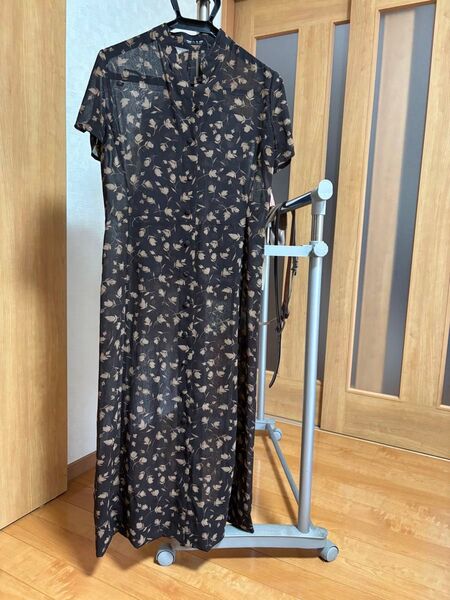 コムサデモード ロングワンピース 花柄 シースルー インナー付き