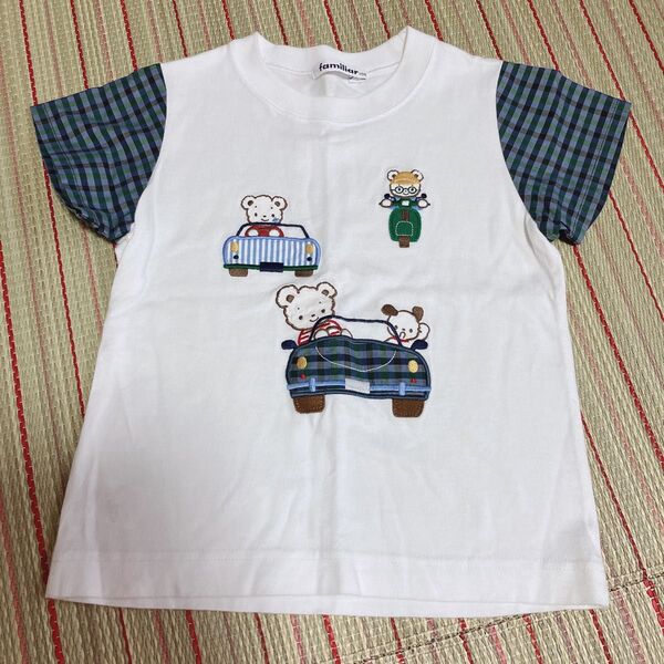 ファミリア 半袖Tシャツ シャンブレーチェック ファミちゃん 100 美品