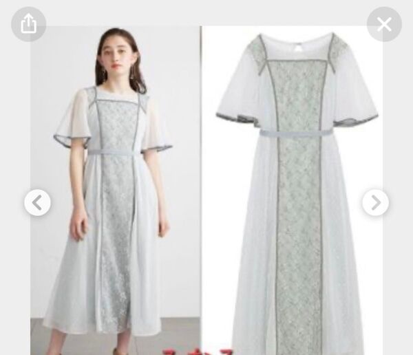 【Lily brown】 スウィッチング2wayワンピース Aライン シフォン ワンピース ドレス ロング レース