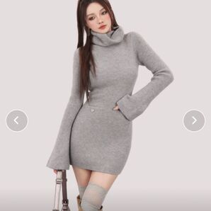 DALLA ニットワンピース タートルネック ハートポイント ワンピース セクシー タイト