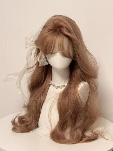 新品未使用リアルロングカールウィッグライトブラウン