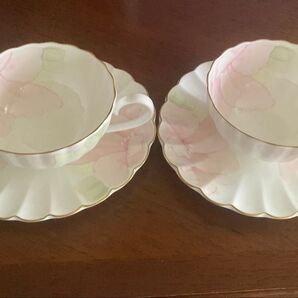 カップ&ソーサー 2客セット ピンク 花柄