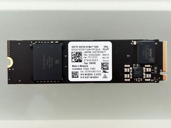 ⑥ WD PC SN740 NVMe SSD 256GB PCIe Gen4 M.2 2280 SDDQNQD 未使用に近い