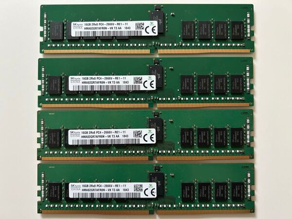 SKhynix メモリ DDR4 ECC REG 16GBx4 計64GB PC4-2666V-RE1 四個セット