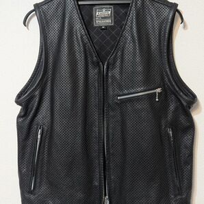 【美品】KADOYA パンチングレザーベスト Mサイズ