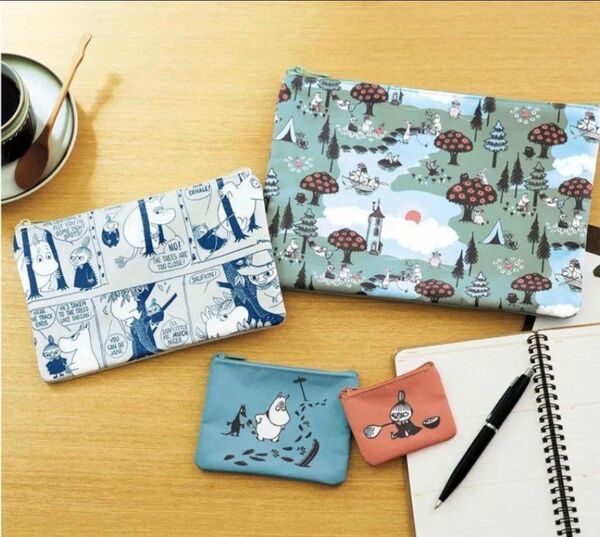 リンネル 2024年 12月号 【付録】 MOOMIN マルチに使える4種のフラットポーチセット