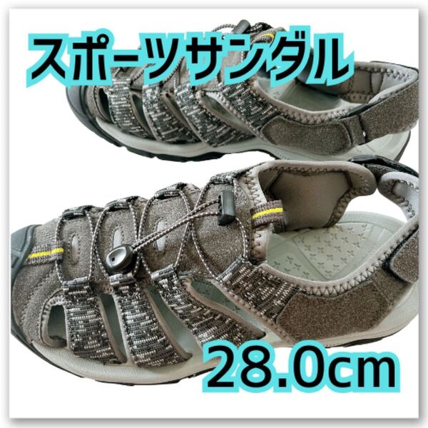 28cm グレー スポーツサンダル サマー 夏用 メンズ 外履き 水陸①