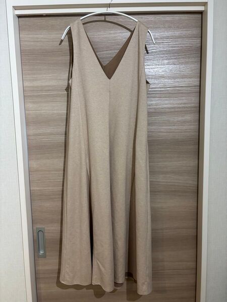 ワンピース ロング ジャンパースカート ベージュ