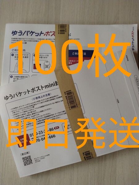 ゆうパケットポストmini専用封筒100枚 即日発送