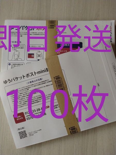 ゆうパケットポストmini専用封筒100枚 即日発送