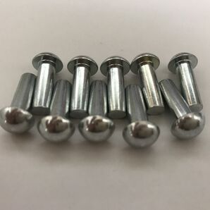 メグロS7S8リヤスプロケットカシメ用鉄 丸リベット (軸径x首下長) 径5mmx15mm ユニクロメッキ1セット10個