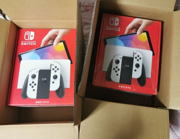 【2台】Nintendo Switch(有機ELモデル) Joy-Con(L)/(R) ホワイト スイッチ 本体【新品未開封】