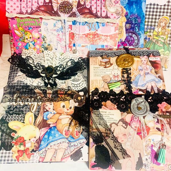 おすそ分けファイル〔他サイトにも出品している為購入したい方はコメント下さい〕ジャンクジャーナル 人物ステッカー 雑記帳蛇腹ファイル