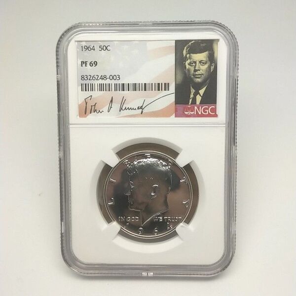 【NGC PF69】1964年 ケネディハーフダラー 50セント銀貨 鑑定済 美品