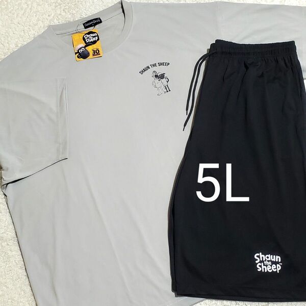 新品 ひつじのショーン 30周年 ルームウェア 紳士 メンズ 5L 大きいサイズ 半袖Tシャツ ハーフパンツ パジャマ 上下セット