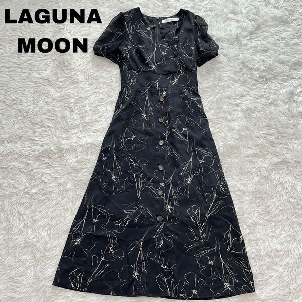 LAGUNAMOON ラグナムーン シアースリーブフラワーワンピース 定価17,600花柄 半袖 膝下丈 ワンピース サイズS