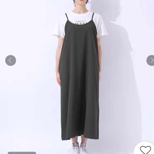 SHOO LA RUE キャミワンピース 着丈の調節可能 チャコールグレー サイズM