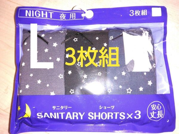 新品未使用 サニタリーショーツ3枚組 Lサイズ ナイト用 レディース 生理用パンツ 婦人服 下着 インナー パンツ