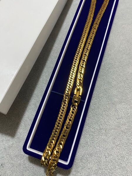 喜平ネックレス トリプル6面 ゴールドプレーティング 純チタン 日本製 刻印 中折れ留め具 箱付き