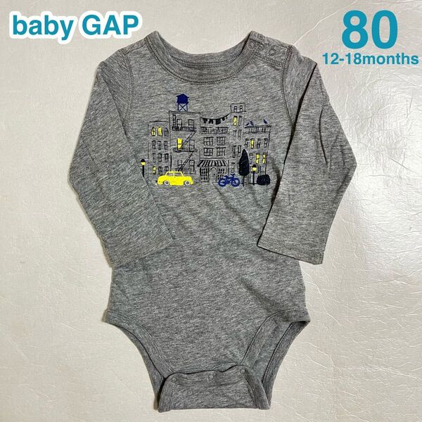 baby GAP ベビーギャップ ロンパース ボディースーツ 長袖 グレー 80 12-18months