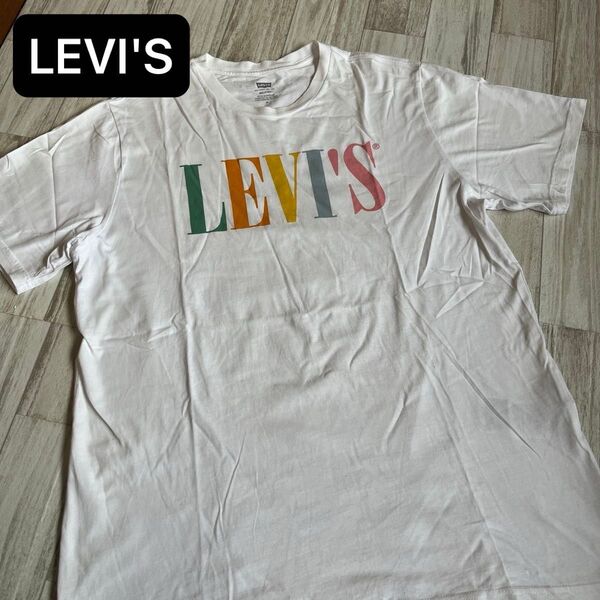 Levi's カラフルロゴTシャツ Mサイズ ホワイト ロゴ M Tee 半袖 古着